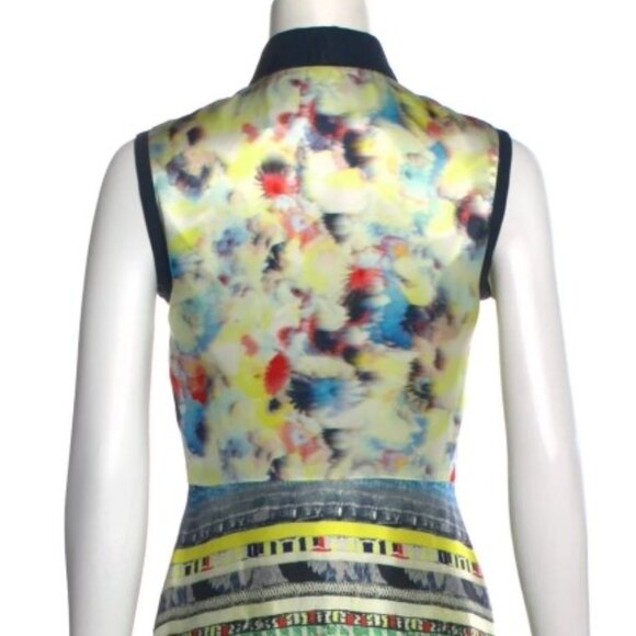 Yigal Azrouel Multicolor Abstract Neon Collared A-Line Shirtdress XS (Orig $450) - Picture 4 of 7